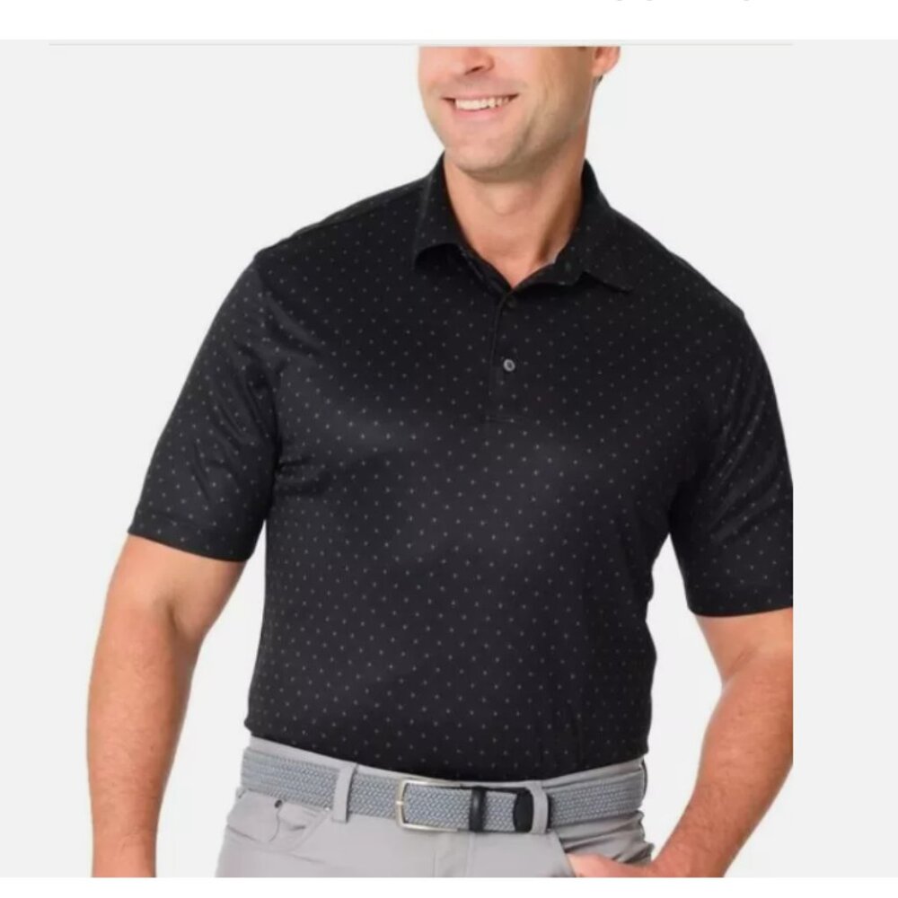 NEW Greg Norman Men's ML75 Short Sleeve 3 Buttons Shirt, Black, Size M